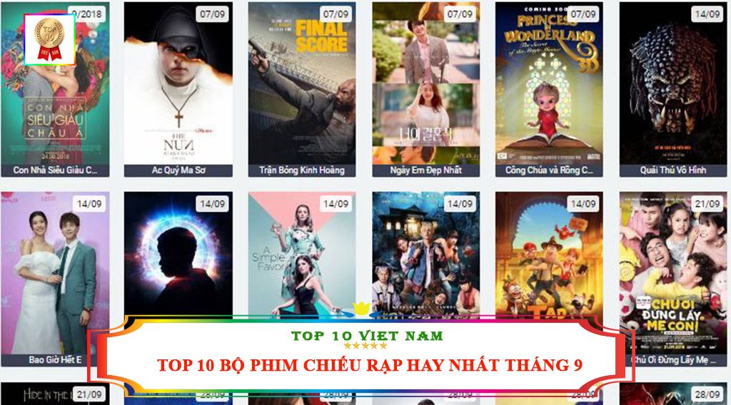 TOP 10 BỘ PHIM CHIẾU RẠP HAY NHẤT THÁNG 9