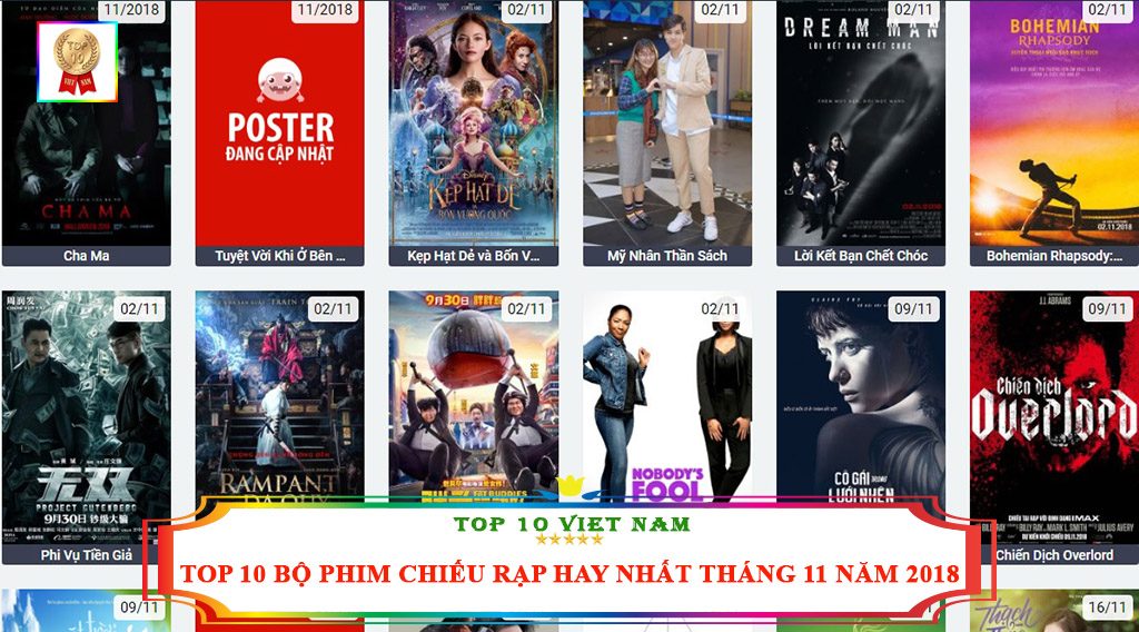 TOP 10 BỘ PHIM CHIẾU RẠP HAY NHẤT THÁNG 11 NĂM 2018